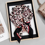 Leopard Print Square Satin Scarf