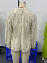 Lace V-Neck Button Down Blouse