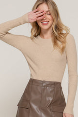 Navy Crew Neck Viscose Rib Sweater