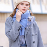 Fashion Scarf - Soft Faux Cashmere with Tassels_CWASC0174: DARKGREEN / (OS) 1