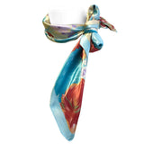 Wrapables Silk Satin Floral Neckerchief 35 x 35 Inch Square Scarf: Silhouette