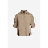 Boxy Half Sleeve Blouse With Stripe Accents