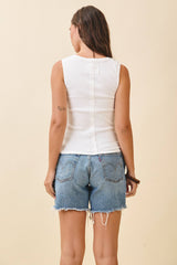 8571GK Ribbed Henley Tank Top: Oat / Contemporary / L