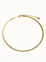 18K Gold Non-Tarnish Flat Snake Chain Necklace & Bracelet: Yellow Gold / Stella Bracelet