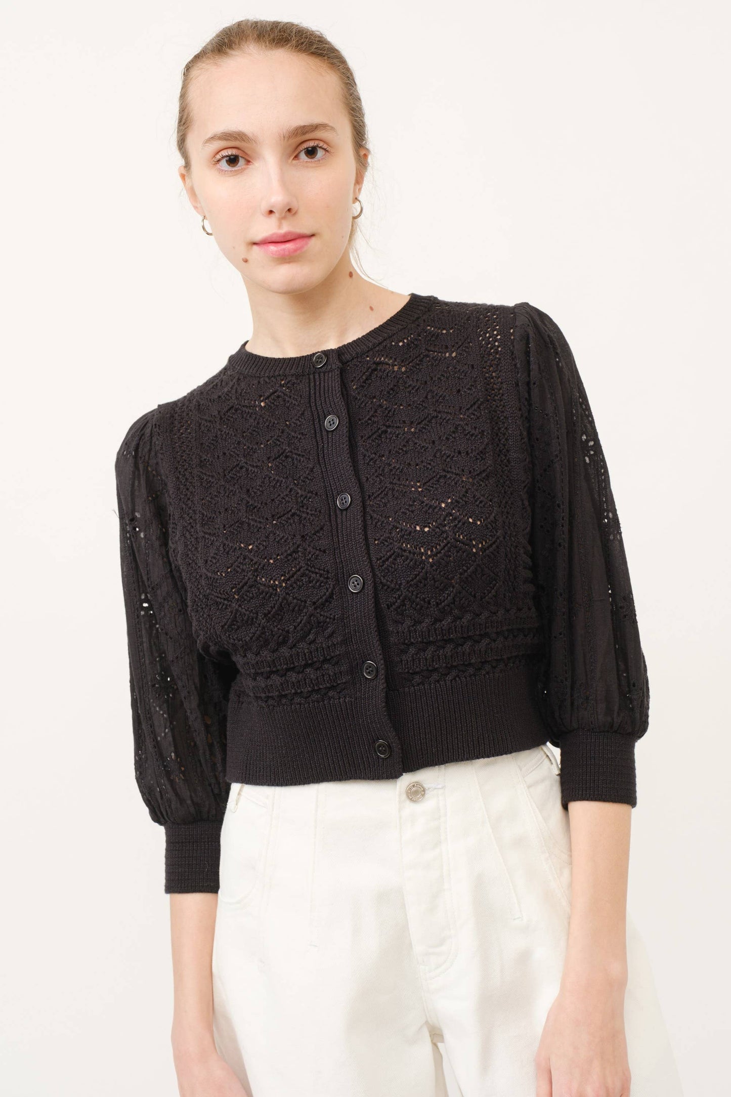 3/4 sleeve cardigan cream