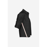 Boxy Half Sleeve Blouse With Stripe Accents