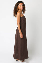 Brown Linen Maxi Dress