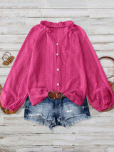 Lace V-Neck Button Down Blouse