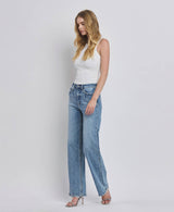 90'S SUPER HIGH RISE MEDIUM WASH WIDE JEANS T6242: LEAPING WATER / 24