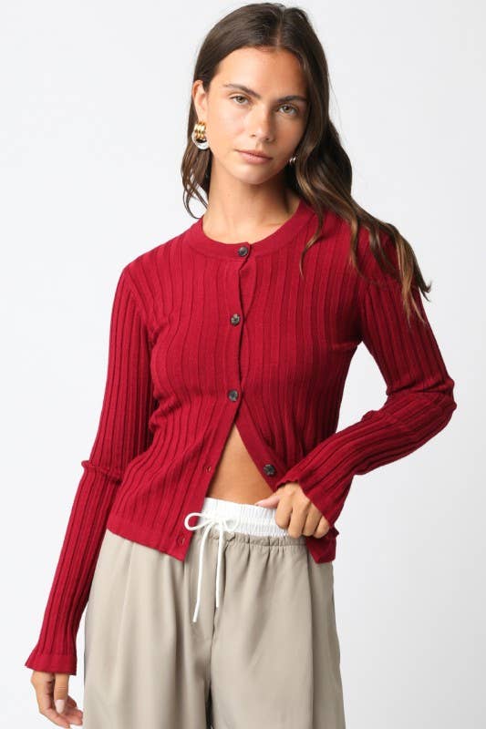 Haley Knit Button Top: Ecru