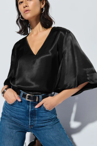 Satin Flutter Sleeve top