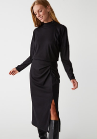 Long Sleeve brown Mock Neck Dress