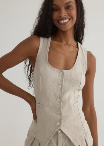 Linen Button Down vest