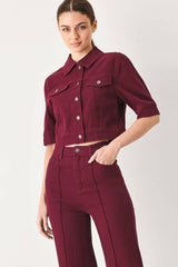 A washed twill jacket - FJ1300 BURGUNDY: Burgundy / Contemporary / L