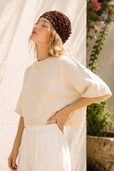 Soft Cotton Crew Neck Sweater: ECRU / L