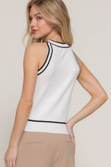 Contrast Stripe Halter Neck