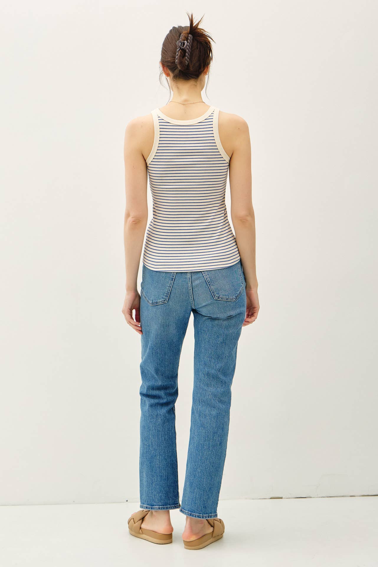 Olive cotton blend Stripeg