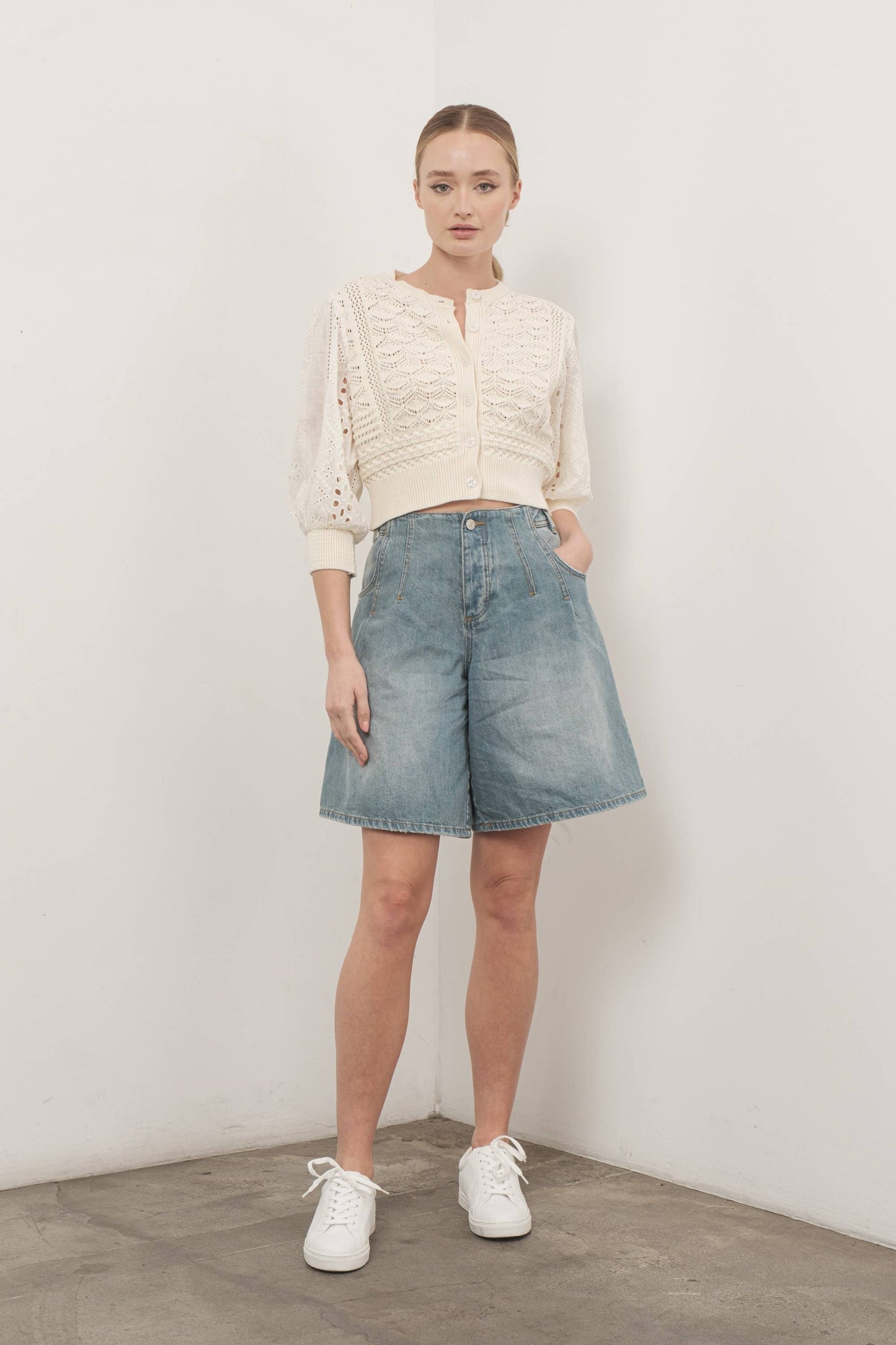 3/4 sleeve cardigan cream