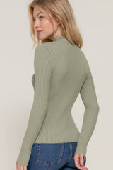 Long Sleeve Mock Neck Rib Sweater : RED