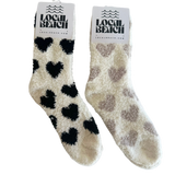 Local Beach Love Collection Heart Cozy Socks: Black/Cream / Heart Sock