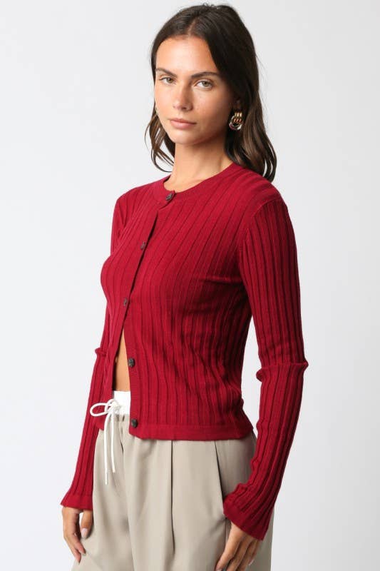 Haley Knit Button Top: Ecru