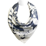 Wrapables Silk Satin Floral Neckerchief 35 x 35 Inch Square Scarf: Silhouette