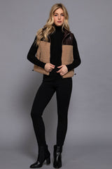 Reversible Faux Leather-Sherpa Crop Vest