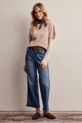 Fuzzy V-Neck Knit Top