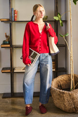 Essential Button Down Cardigan Top: Light Grey / L