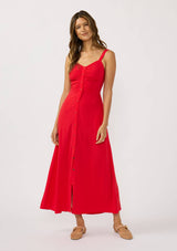 V-Neck Ruched Button Down Maxi