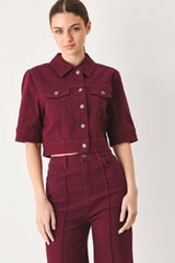 A washed twill jacket - FJ1300 BURGUNDY: Burgundy / Contemporary / L