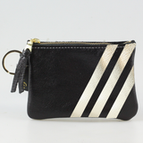 The Kara Wallet: 3 Side Stripes: Moss w/Platinum Stripes / Lobster