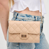 Winona Quilted Multi-Compartment Crossbody: Oatmilk