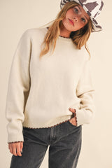 Olive Contrast Trim Sweater