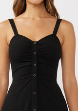 V-Neck Ruched Button Down Maxi