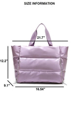 Puffy Quilted Waterproof Travel Sports Tote Bag: SILVER / 1 (ONE SIZE)