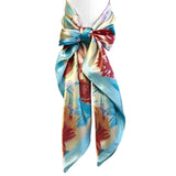 Wrapables Silk Satin Floral Neckerchief 35 x 35 Inch Square Scarf: Silhouette