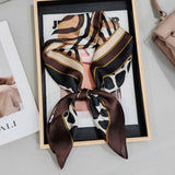 Leopard Print Square Satin Scarf