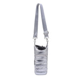 Jace Water Bottle Nylon Puffer Crossbody: Black
