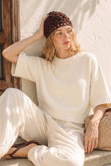 Soft Cotton Crew Neck Sweater: ECRU / L