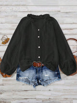 Lace V-Neck Button Down Blouse