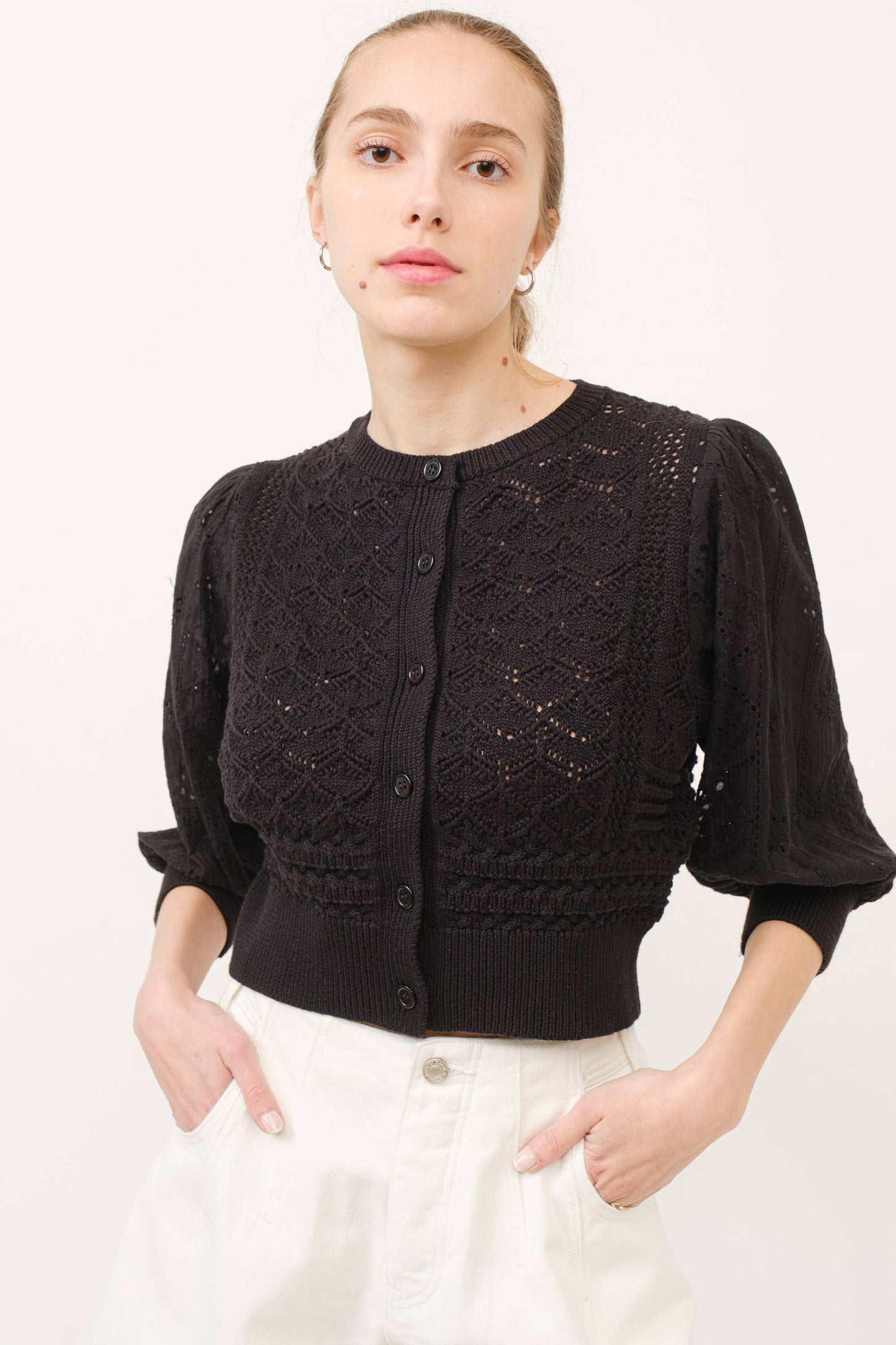 3/4 sleeve cardigan cream