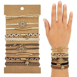 Wrapables Charms and Braided Boho Hair Tie Bracelets for Women, No Damage Elastic Hair Bands, Hair Accessories for Ponytails (10pcs): Brown