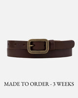 Brown Vintage Skinny Leather Belt