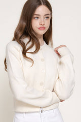 Long Sleeve Round Neck Button Down Sweater Cardigan: GRN-dark green / L