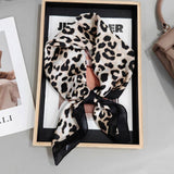 Leopard Print Square Satin Scarf