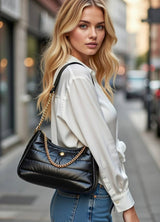 Puffer Shoulder or Crossbody Bag Black