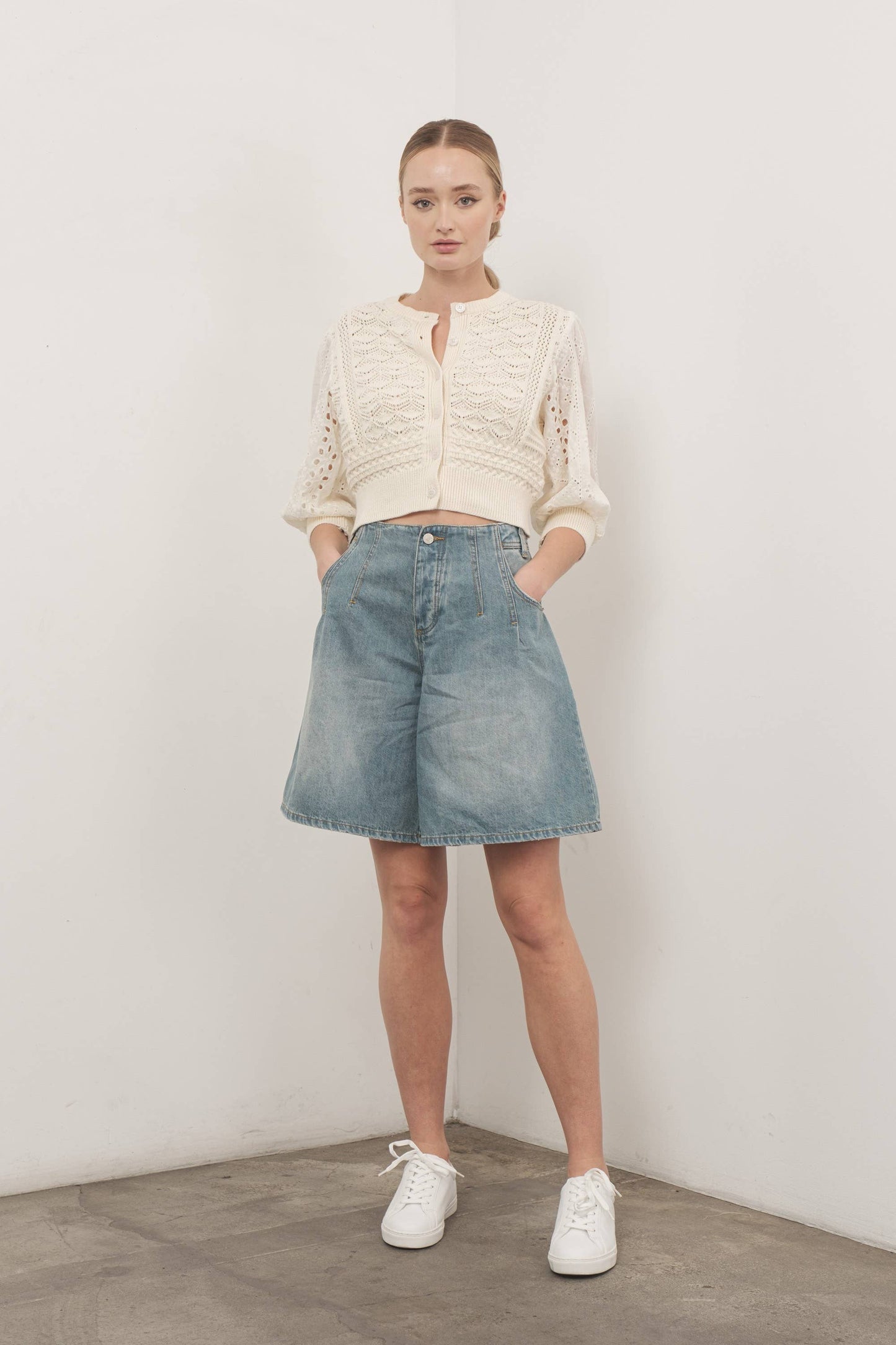 3/4 sleeve cardigan cream