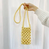 Handcrafted Braided Crossbody Bag: BEIGE / One Size