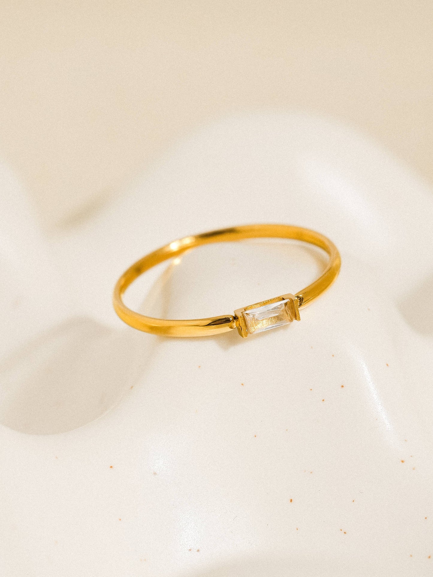 Côme 18K Gold Non-Tarnish Minimalist Thin CZ Band: Yellow Gold / 7